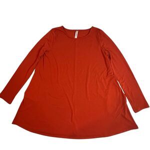 Zenana Blouse Womens Large Orange Tunic Pockets Preppy Shirt Casual Colorful Top